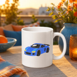 Sportovní auto z teček - den tečky - hrnek s potiskem