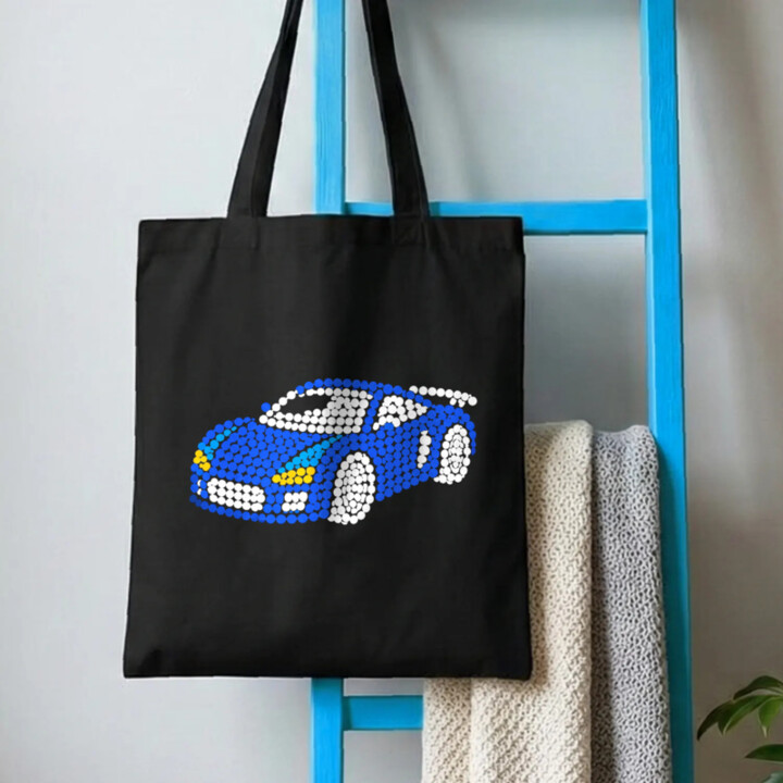 Sportovní auto z teček - den tečky - taška s potiskem