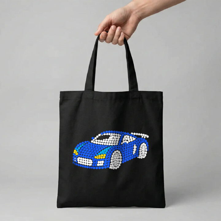 Sportovní auto z teček - den tečky - taška s potiskem