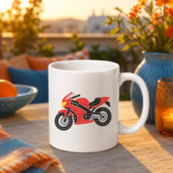Motorka z teček - den tečky - hrnek s potiskem