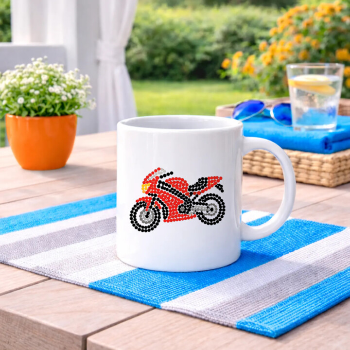 Motorka z teček - den tečky - hrnek s potiskem