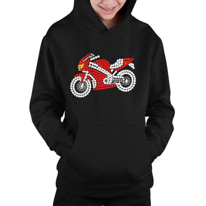 Motorka z teček - den tečky - dětská mikina s potiskem