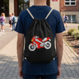 Motorka z teček - den tečky - vak na záda s potiskem