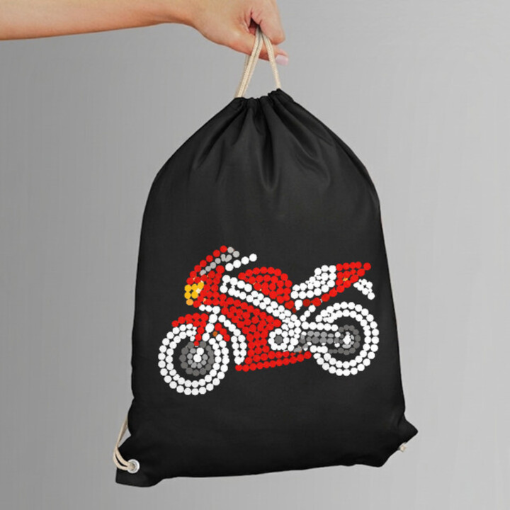 Motorka z teček - den tečky - vak na záda s potiskem