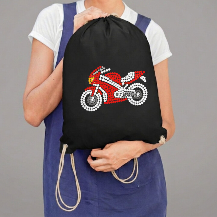 Motorka z teček - den tečky - vak na záda s potiskem