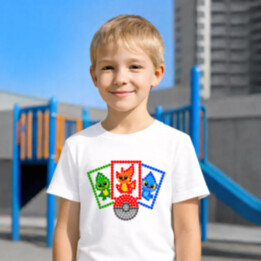 Sběratelské karty z teček - den tečky - dětské tričko s potiskem - inspirováno Pokémony