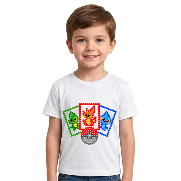 Sběratelské karty z teček - den tečky - dětské tričko s potiskem - inspirováno Pokémony