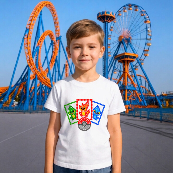 Sběratelské karty z teček - den tečky - dětské tričko s potiskem - inspirováno Pokémony