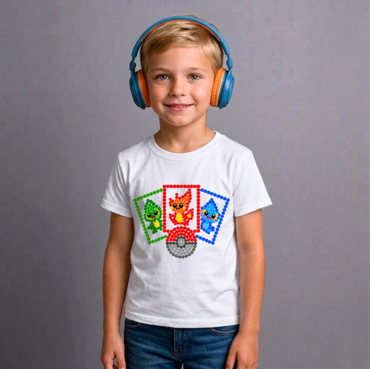 Sběratelské karty z teček - den tečky - dětské tričko s potiskem - inspirováno Pokémony