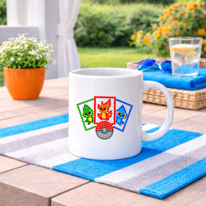 Sběratelské karty z teček - den tečky - hrnek s potiskem - inspirováno Pokémony