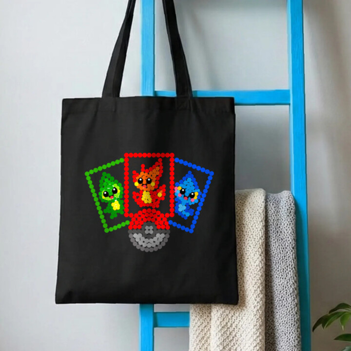 Sběratelské karty z teček - den tečky - taška s potiskem - inspirováno Pokémony
