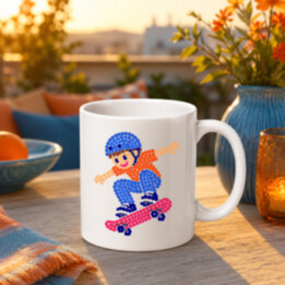 Kluk na skateboardu z teček - den tečky - hrnek s potiskem
