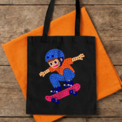 Kluk na skateboardu z teček - den tečky - taška s potiskem