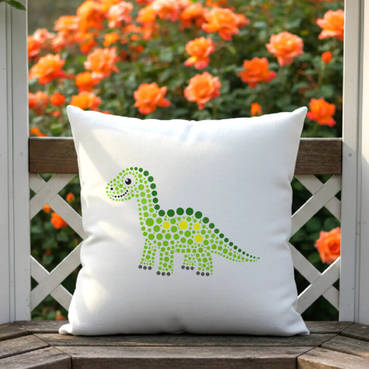 Dinosaurus z teček - den tečky - polštář s potiskem