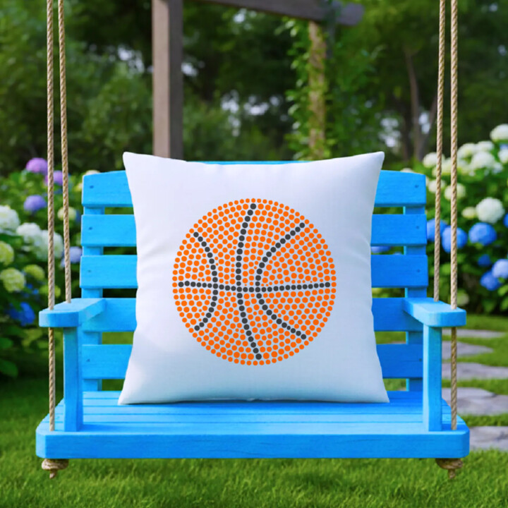 Basketbalový míč z teček - den tečky - polštář s potiskem