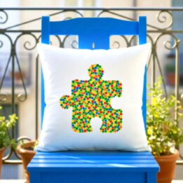 Puzzle z teček - den tečky - polštář s potiskem