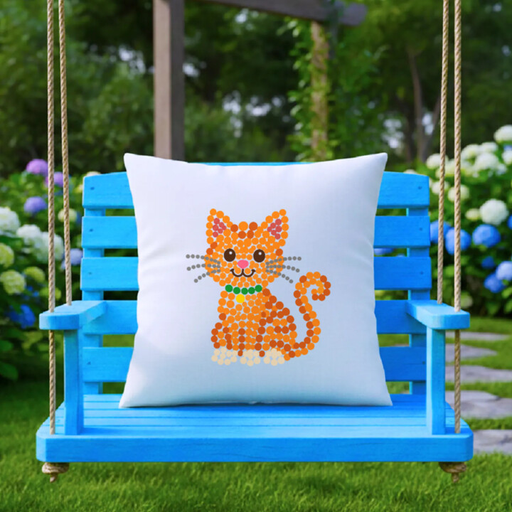 Kočka z teček - den tečky - polštář s potiskem