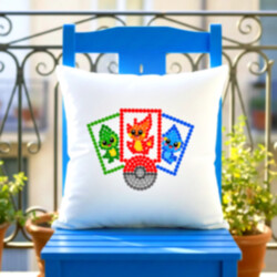 Sběratelské karty z teček - den tečky - polštář s potiskem - inspirováno Pokémony