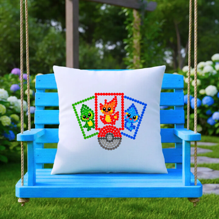 Sběratelské karty z teček - den tečky - polštář s potiskem - inspirováno Pokémony