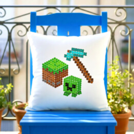 Kostičkový svět z teček - den tečky - polštář s potiskem - inspirováno Minecraftem
