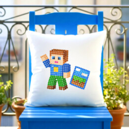 Kostičkový hráč z teček - den tečky - polštář s potiskem - inspirováno Robloxem