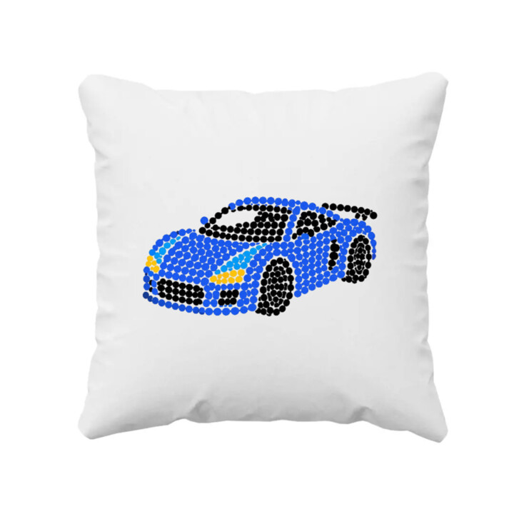 Sportovní auto z teček - den tečky - polštář s potiskem