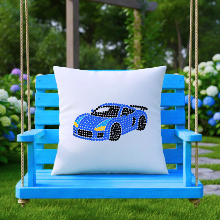 Sportovní auto z teček - den tečky - polštář s potiskem