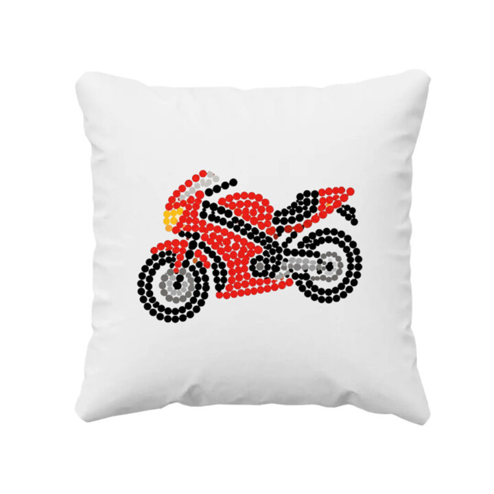 Motorka z teček - den tečky - polštář s potiskem