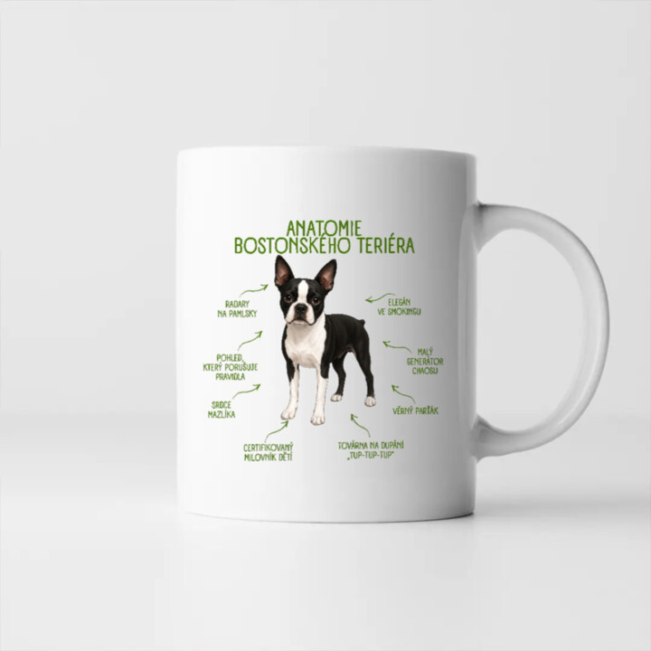 Anatomie bostonského teriéra - hrnek s potiskem