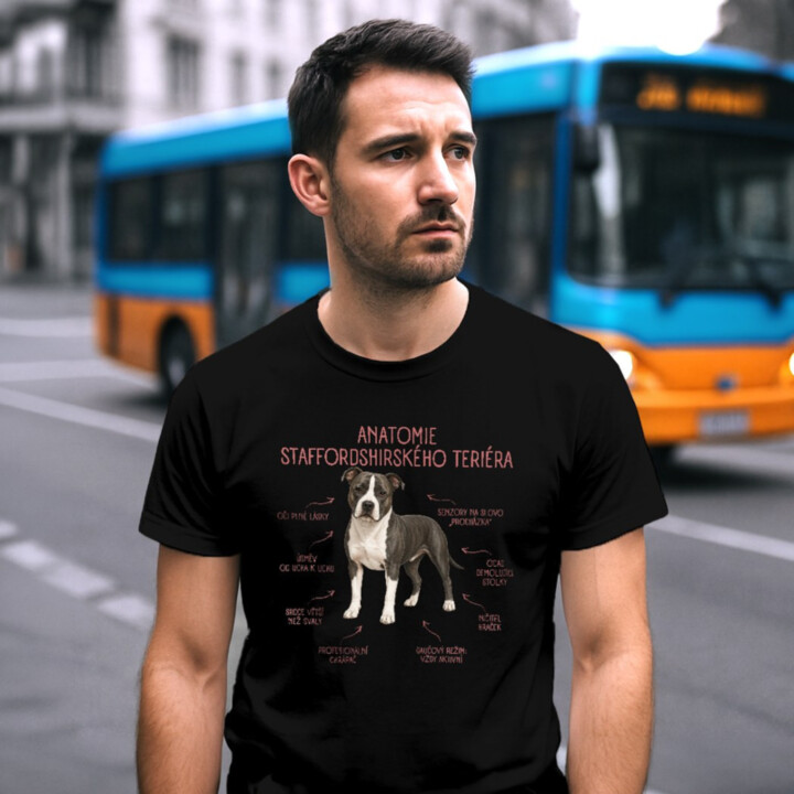 Anatomie staffordshirského teriéra - pánské tričko s potiskem