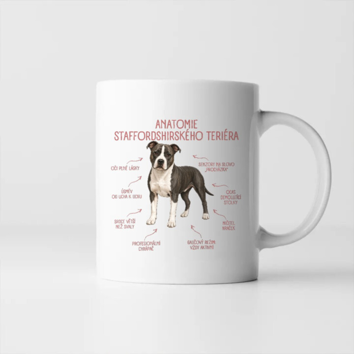 Anatomie staffordshirského teriéra - hrnek s potiskem