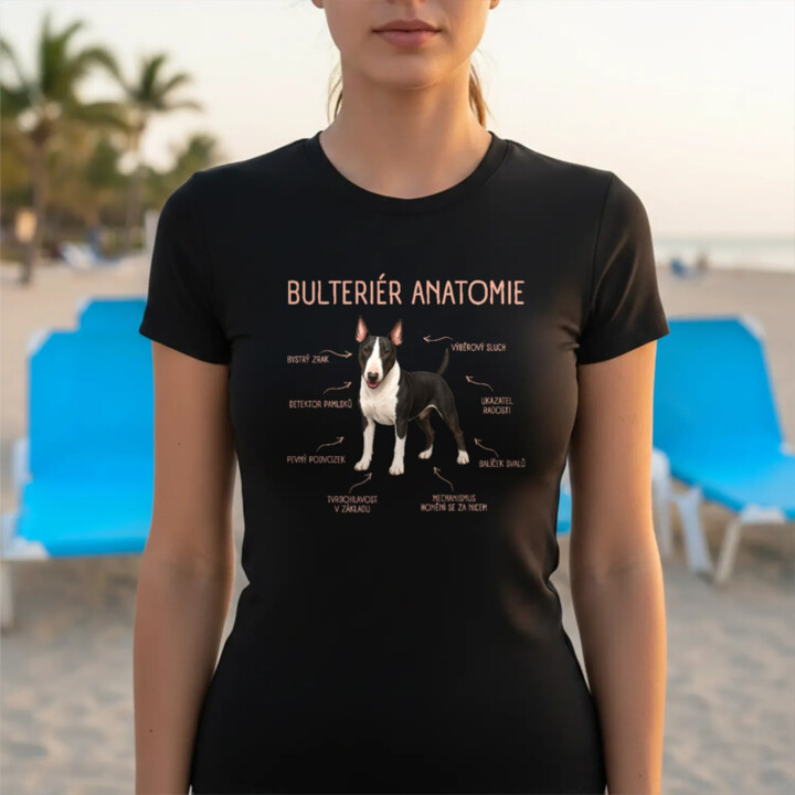 Anatomie bulteriéra - dámské tričko s potiskem