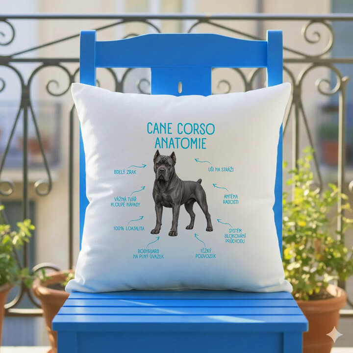 Anatomie cane corso - polštář s potiskem