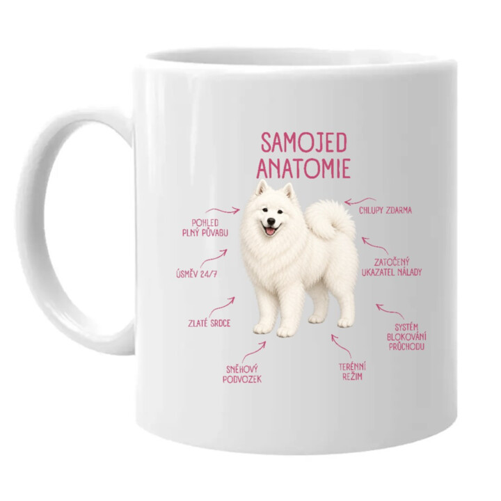 Anatomie samojeda - hrnek s potiskem