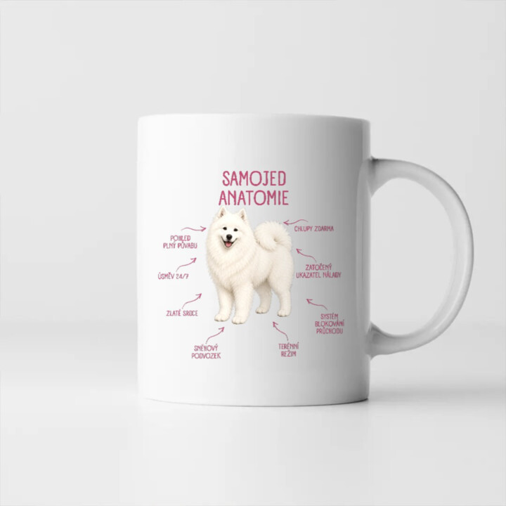 Anatomie samojeda - hrnek s potiskem
