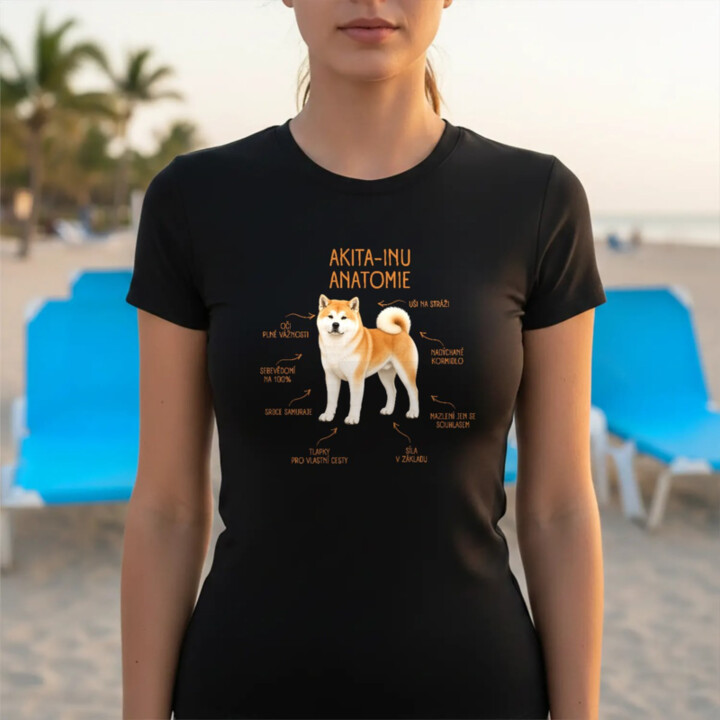 Anatomie akita-inu - dámské tričko s potiskem