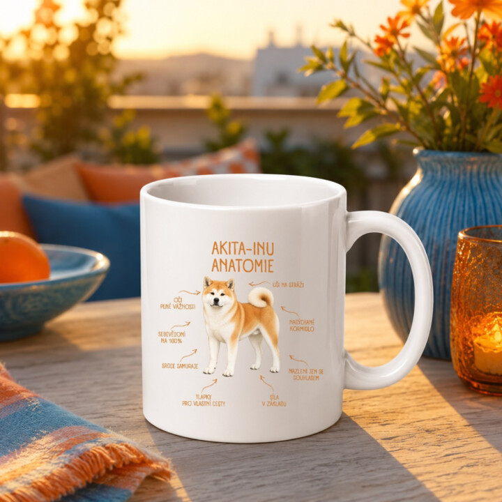 Anatomie akita-inu - hrnek s potiskem