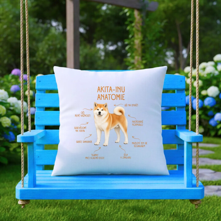 Anatomie akita-inu - polštář s potiskem