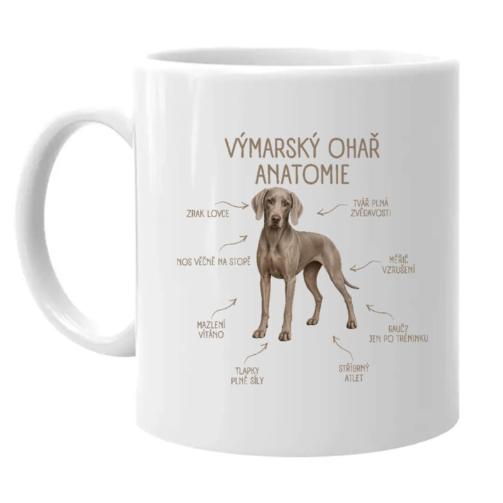 Anatomie výmarského ohaře - hrnek s potiskem