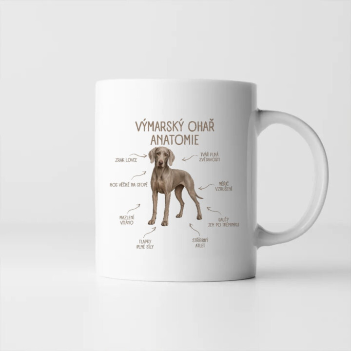 Anatomie výmarského ohaře - hrnek s potiskem