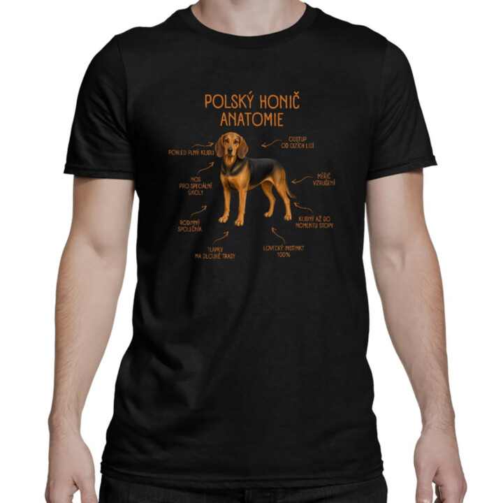 Anatomie polského honiče - pánské tričko s potiskem