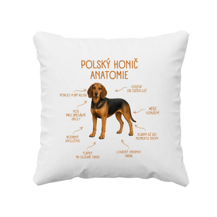 Anatomie polského honiče - polštář s potiskem