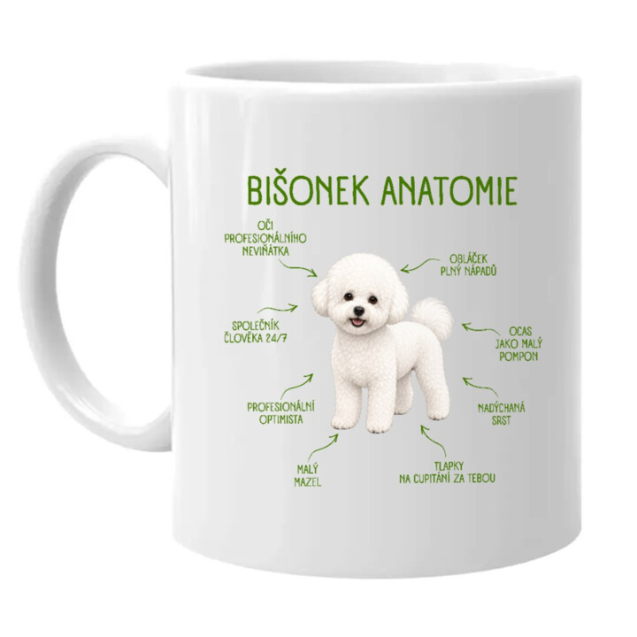 Anatomie bišonka - hrnek s potiskem