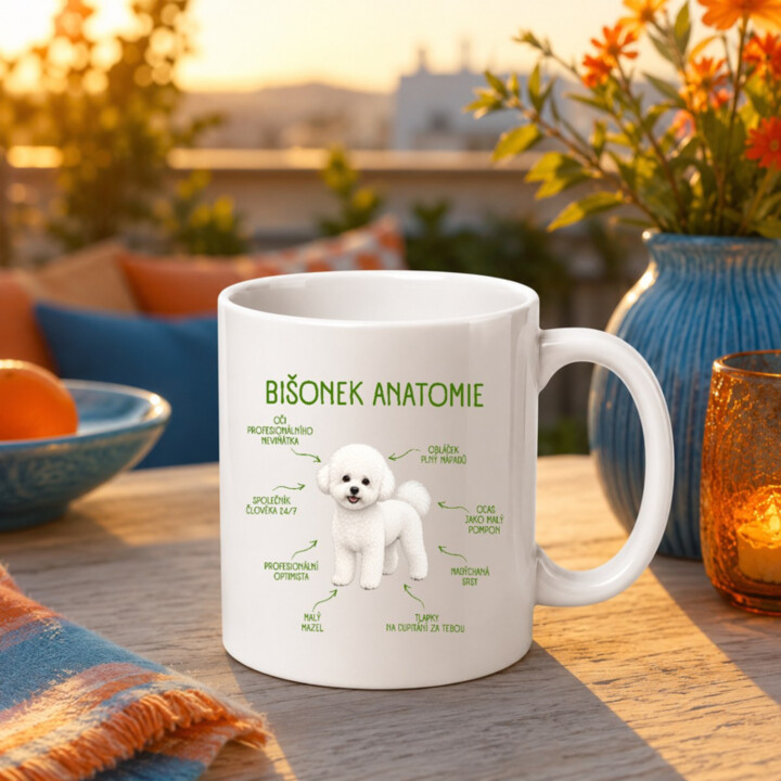 Anatomie bišonka - hrnek s potiskem