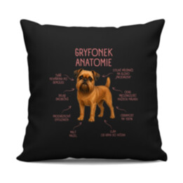 Anatomie gryfonka - černý polštář s potiskem