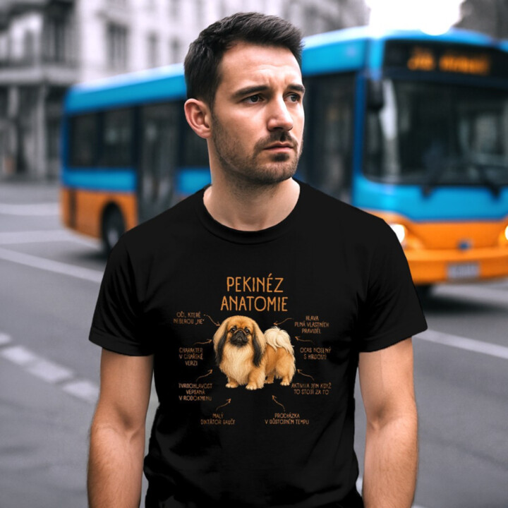 Anatomie pekinéze - pánské tričko s potiskem