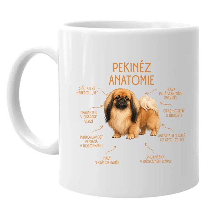 Anatomie pekinéze - hrnek s potiskem