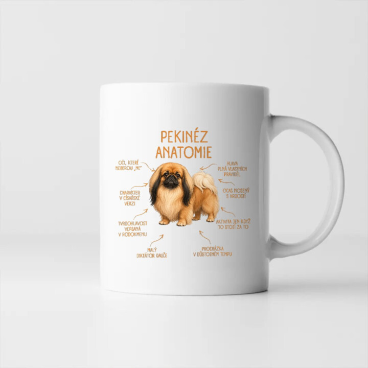 Anatomie pekinéze - hrnek s potiskem