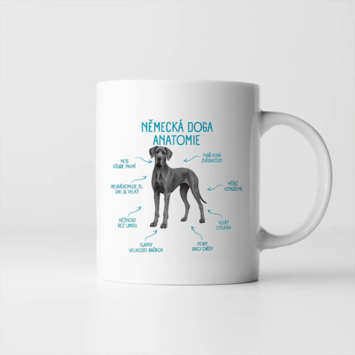 Anatomie německé dogy - hrnek s potiskem