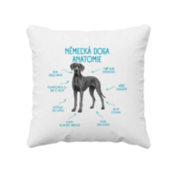 Anatomie německé dogy - polštář s potiskem